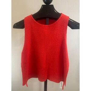 Commense Red Textured Knit Side Tie Sleeveless Crop Top OA250226023 Womens L NEW
